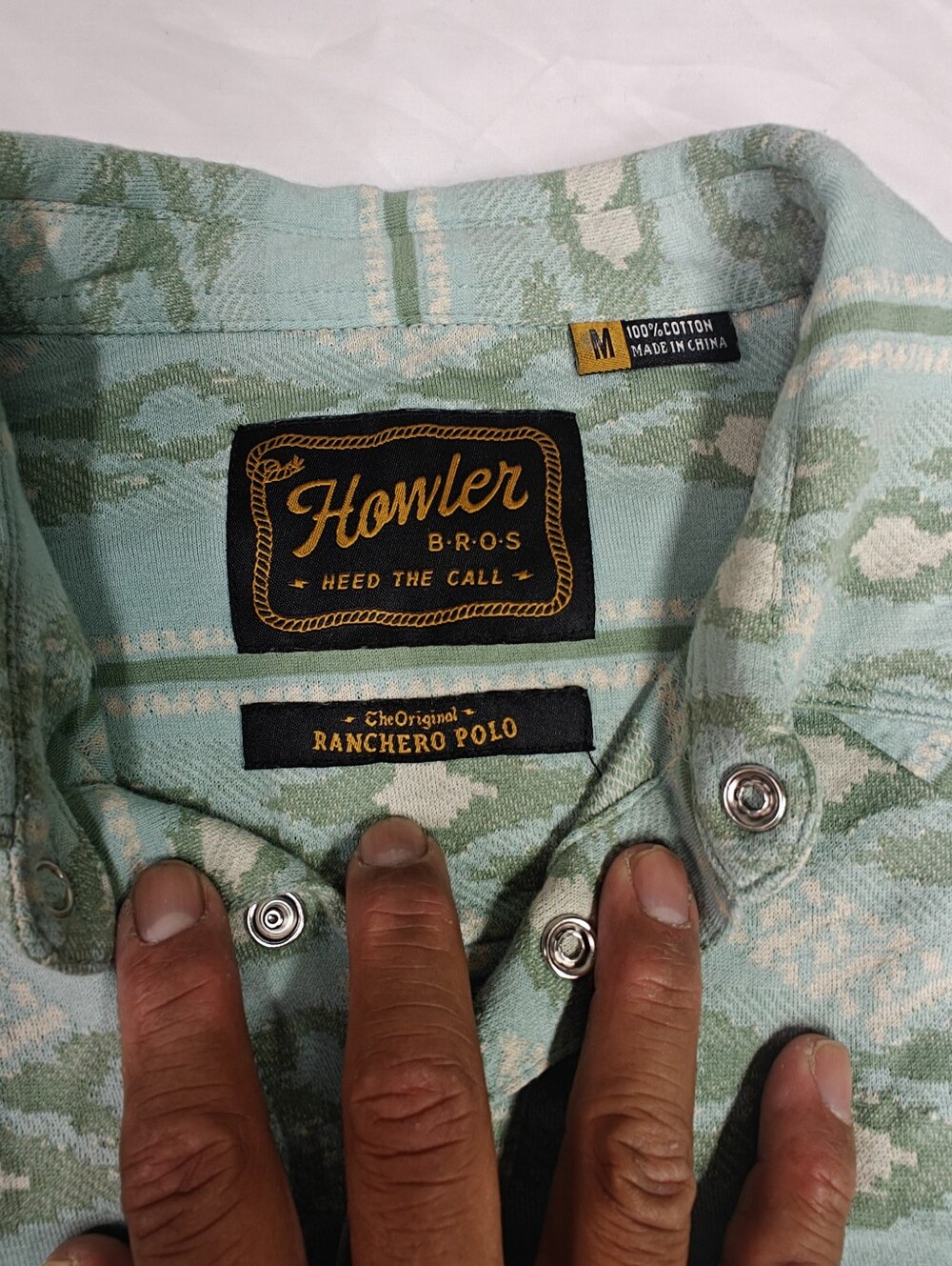 Howler Brothers Mint Green Patterned Polo - Picture 3 of 9